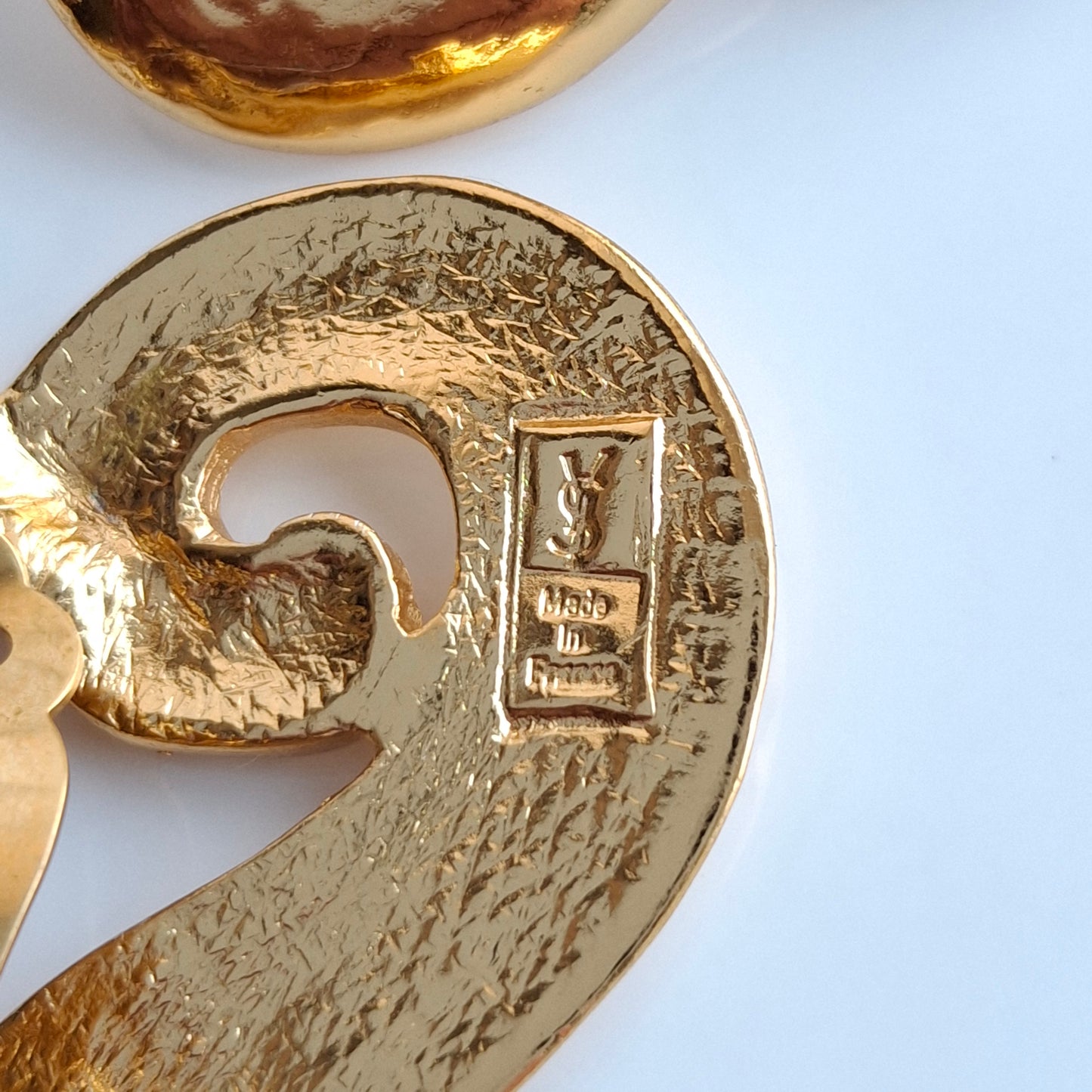 A Pair of Vintage Yves Saint Laurent Gold Plated Heart Earrings