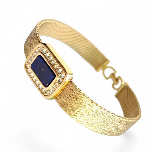 Christian Dior Lapis Lazuli Gold Mesh Bracelet