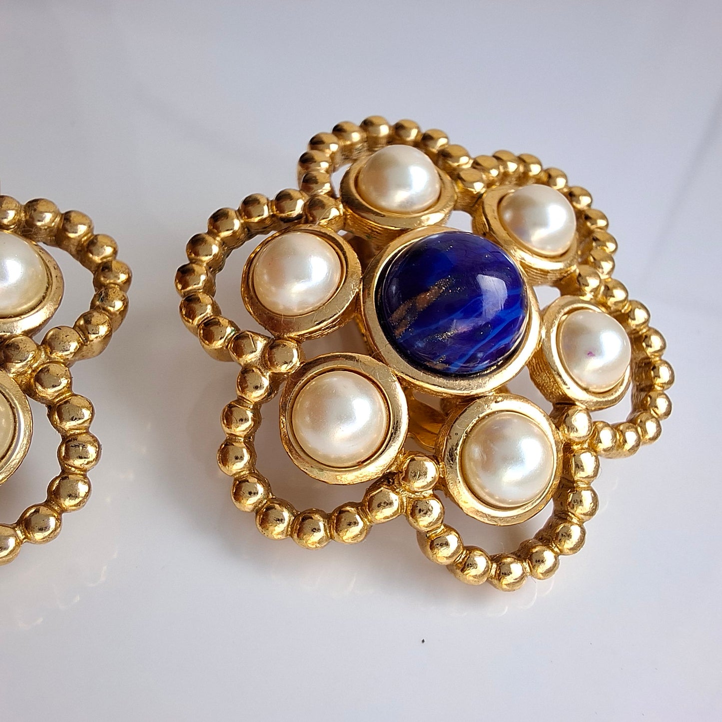 Christian Dior Lapis Lazuli Vintage Clip-on Earrings