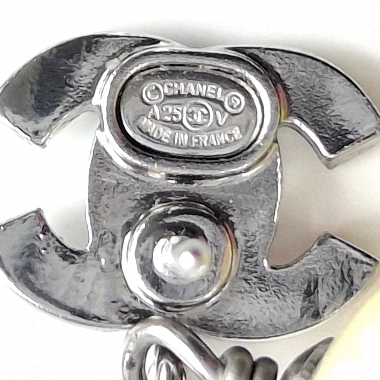 Chanel Crystal CC Logo Pearl Drop Earrings