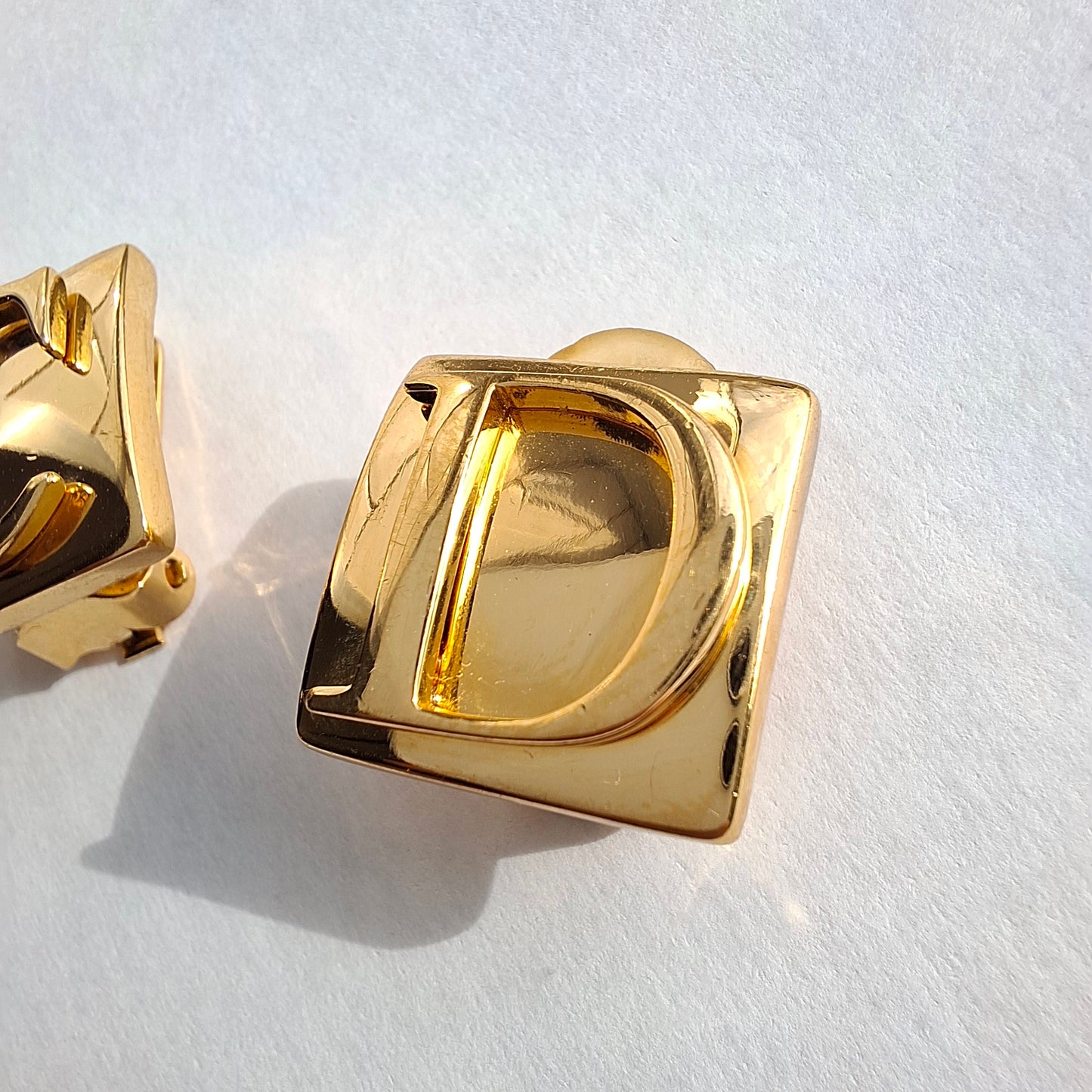 Christian Dior C D Logo Clip-on Earrings