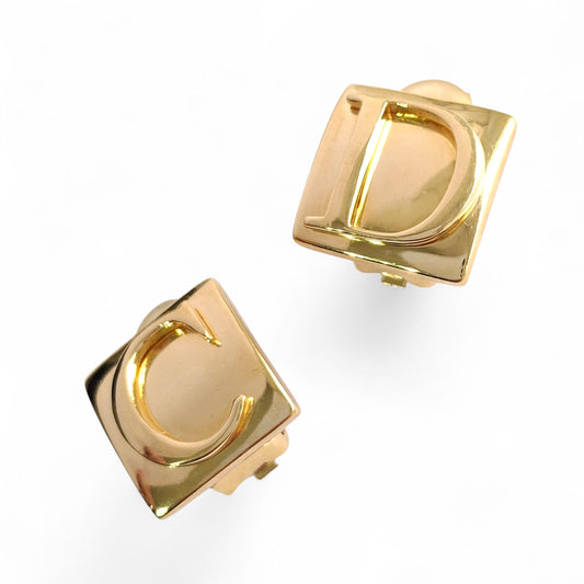 Christian Dior C D Logo Clip-on Earrings