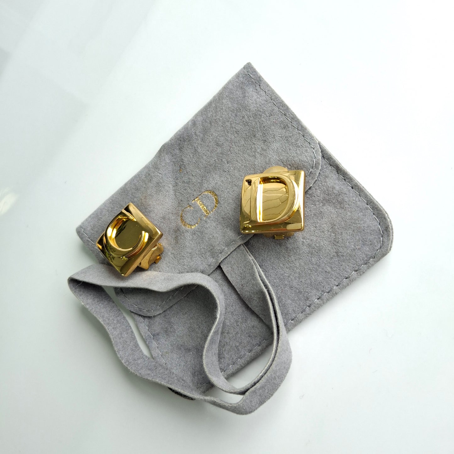 Christian Dior C D Logo Clip-on Earrings