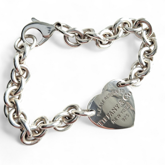 Vintage Return to Tiffany Heart Tag Bracelet in Solid Sterling Silver