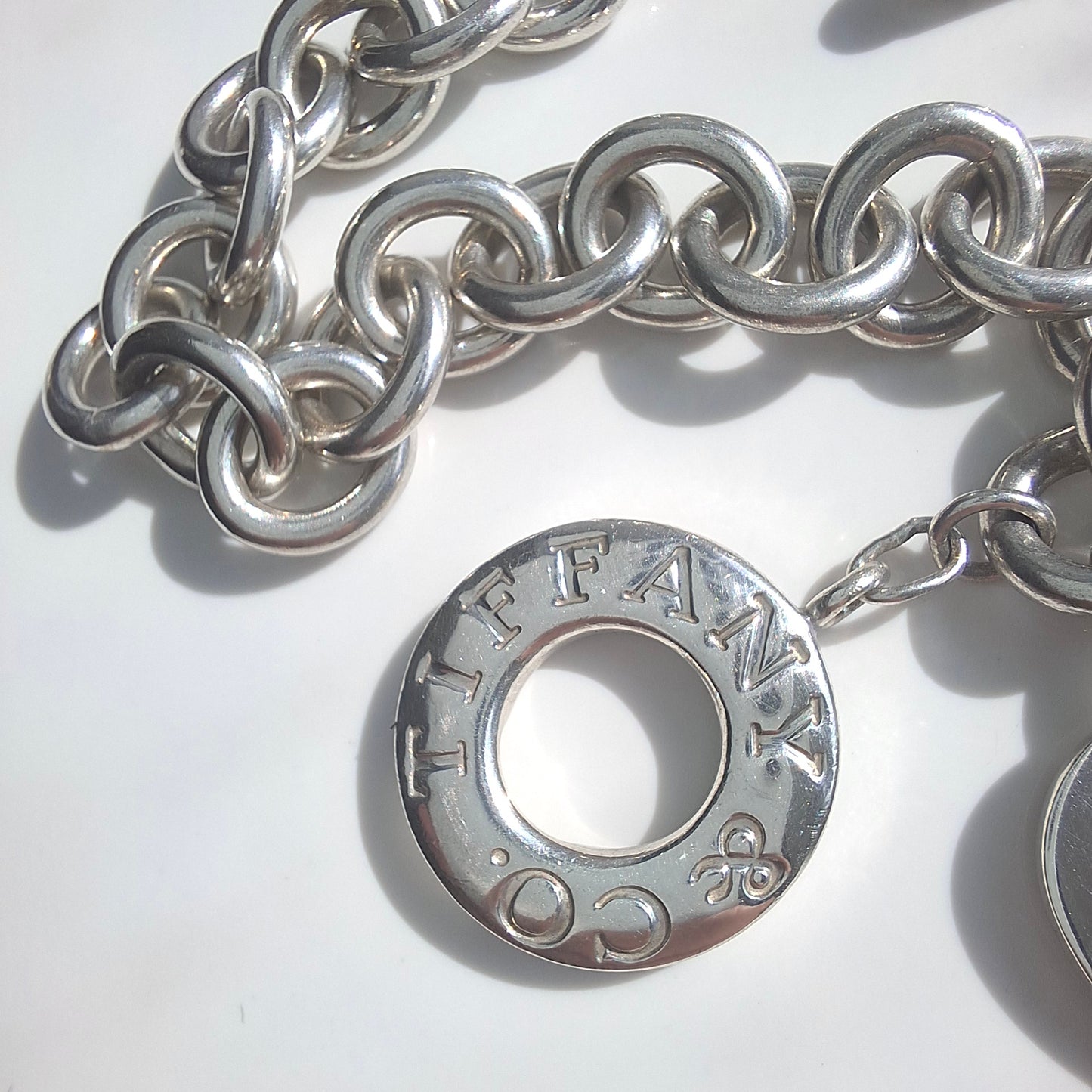 Vintage Please Return to Tiffany New York Heart Charm Toggle Necklace in Solid 925 Sterling Silver