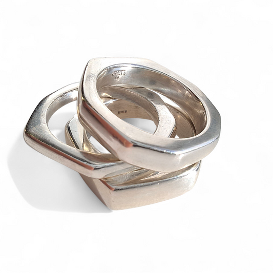 Vintage Gucci Hex Trademark Stacking Rings