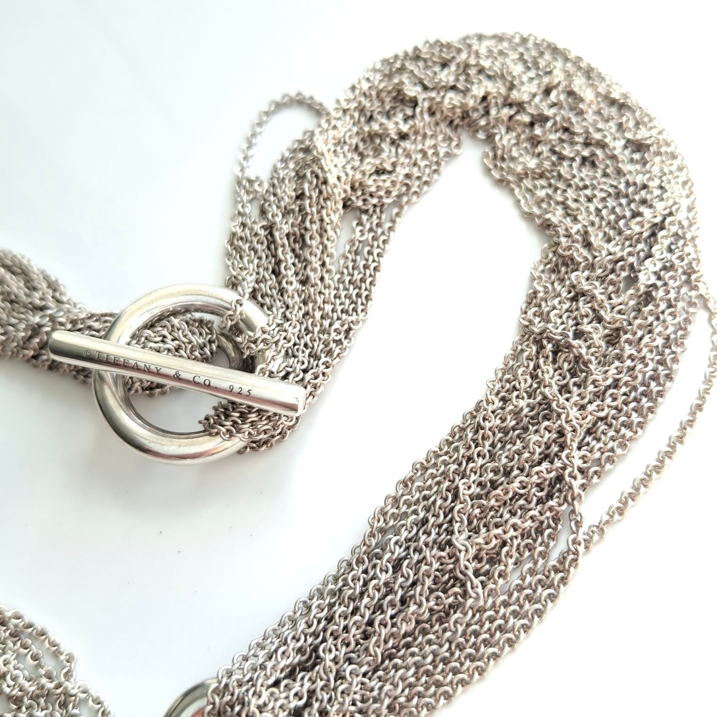 Vintage Tiffany & Co. Sterling Silver Multi Strand Heart Link Toggle Necklace