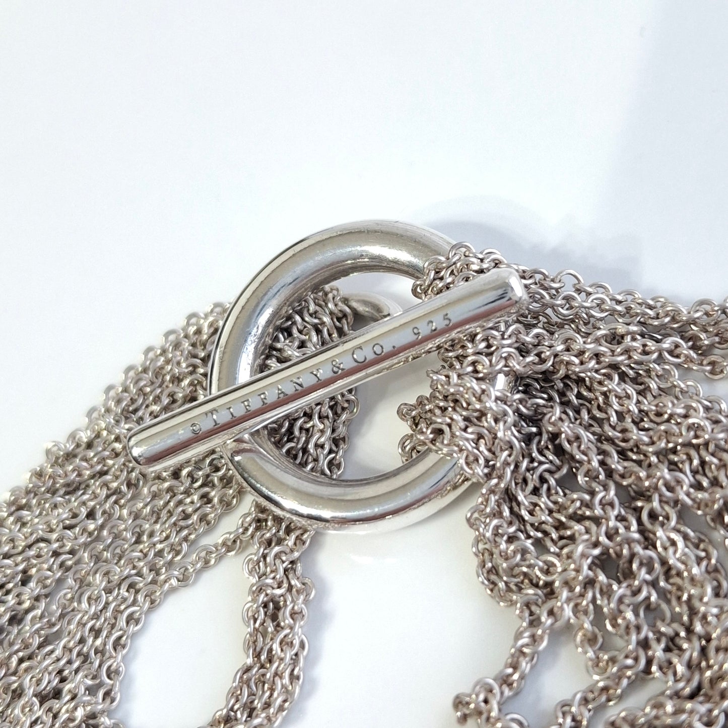 Vintage Tiffany & Co. Sterling Silver Multi Strand Heart Link Toggle Bracelet