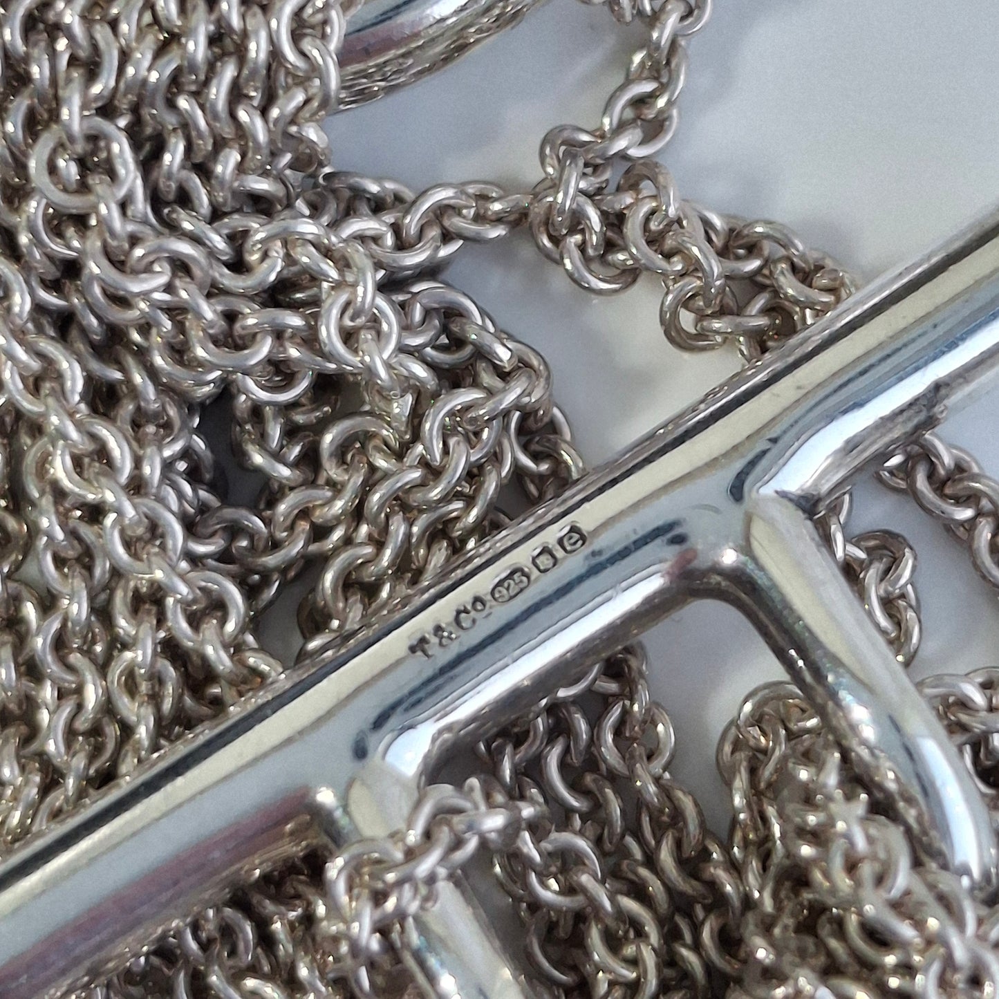 Vintage Tiffany & Co. Sterling Silver Multi Strand Heart Link Toggle Bracelet