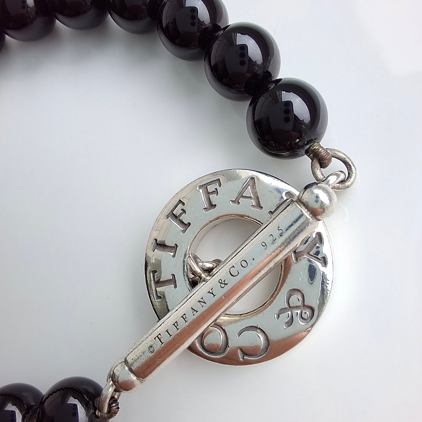Vintage Tiffany & Co. Onyx and Sterling Silver Toggle Bracelet