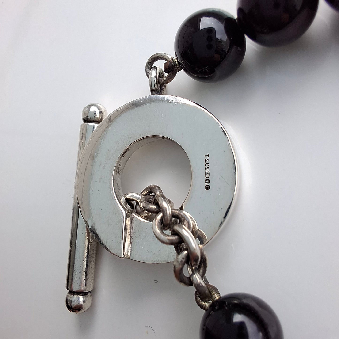 Vintage Tiffany & Co. Onyx and Sterling Silver Toggle Bracelet