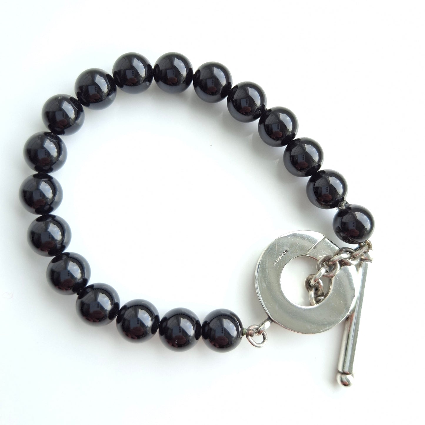 Vintage Tiffany & Co. Onyx and Sterling Silver Toggle Bracelet