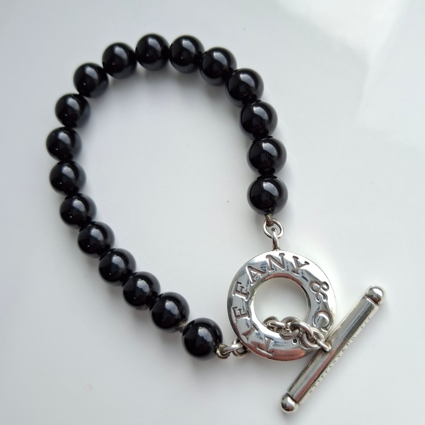 Vintage Tiffany & Co. Onyx and Sterling Silver Toggle Bracelet