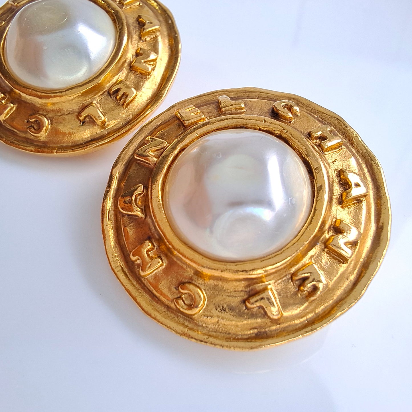 Vintage Chanel Etruscan Gold & Baroque Pearl Earrings