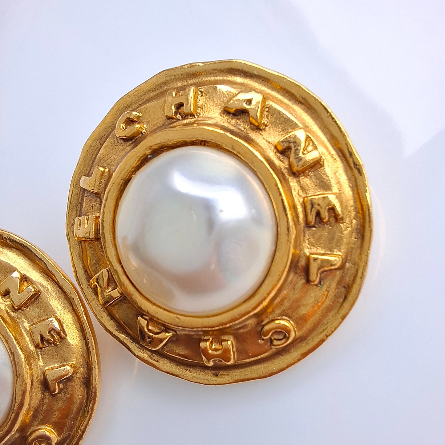 Vintage Chanel Etruscan Gold & Baroque Pearl Earrings