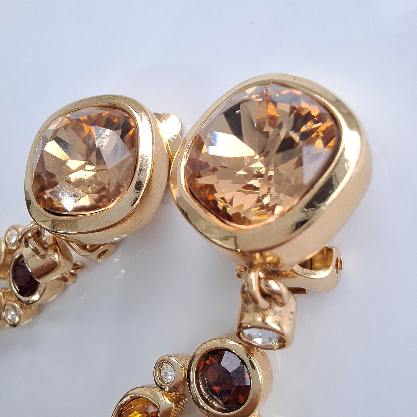 Exceptional Vintage Christian Dior Gold Plated Crystal Drop Earrings
