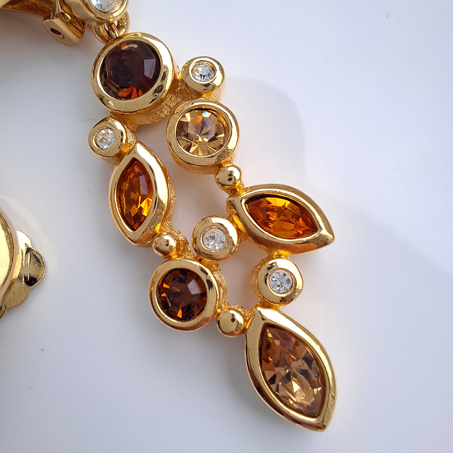 Exceptional Vintage Christian Dior Gold Plated Crystal Drop Earrings