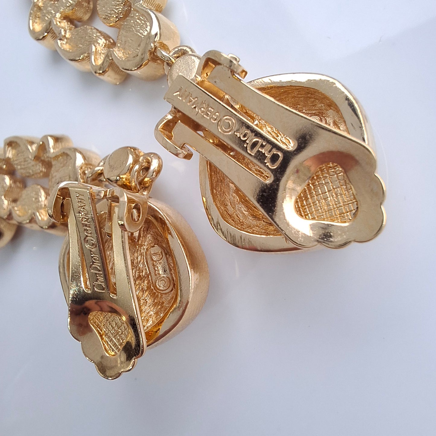 Exceptional Vintage Christian Dior Gold Plated Crystal Drop Earrings