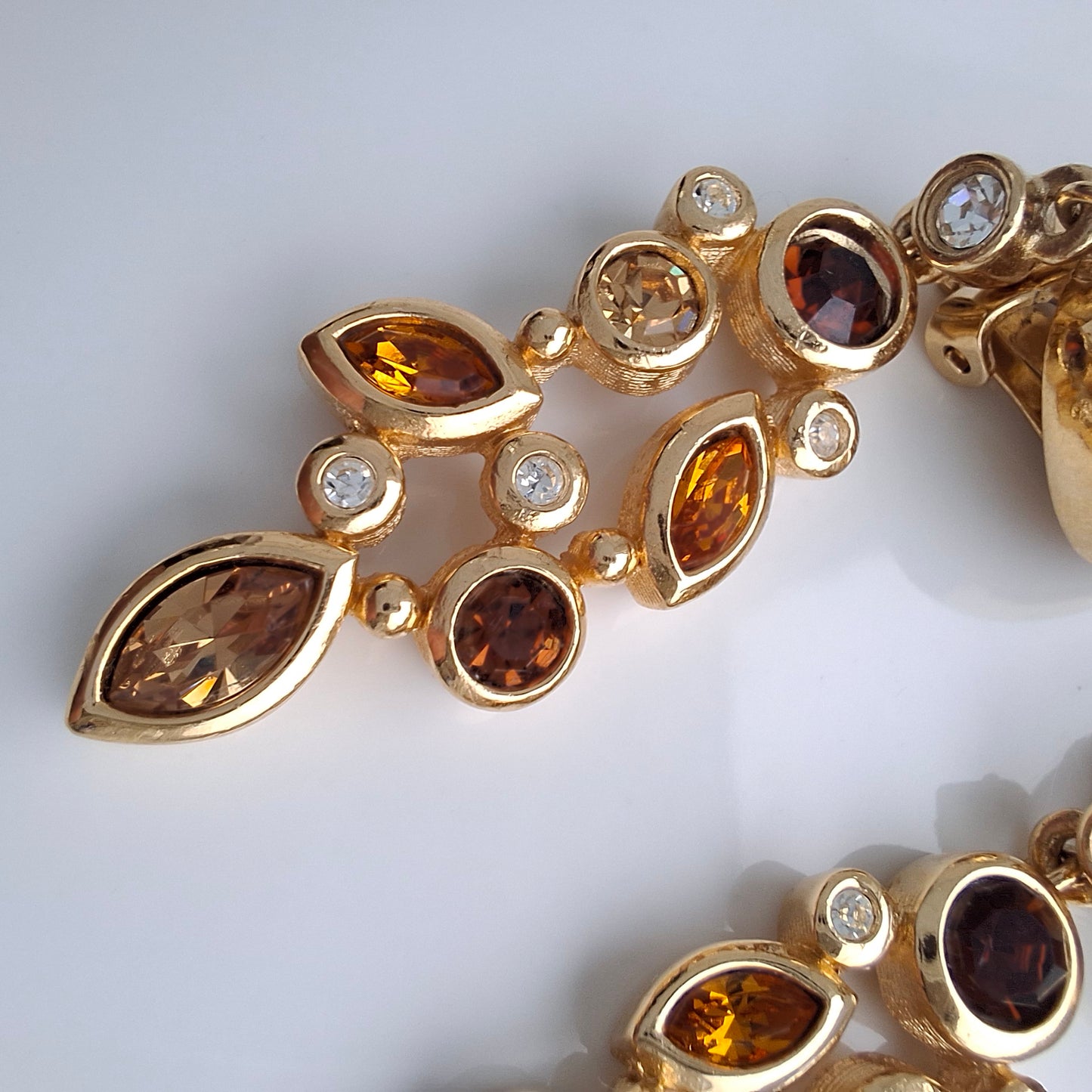 Exceptional Vintage Christian Dior Gold Plated Crystal Drop Earrings