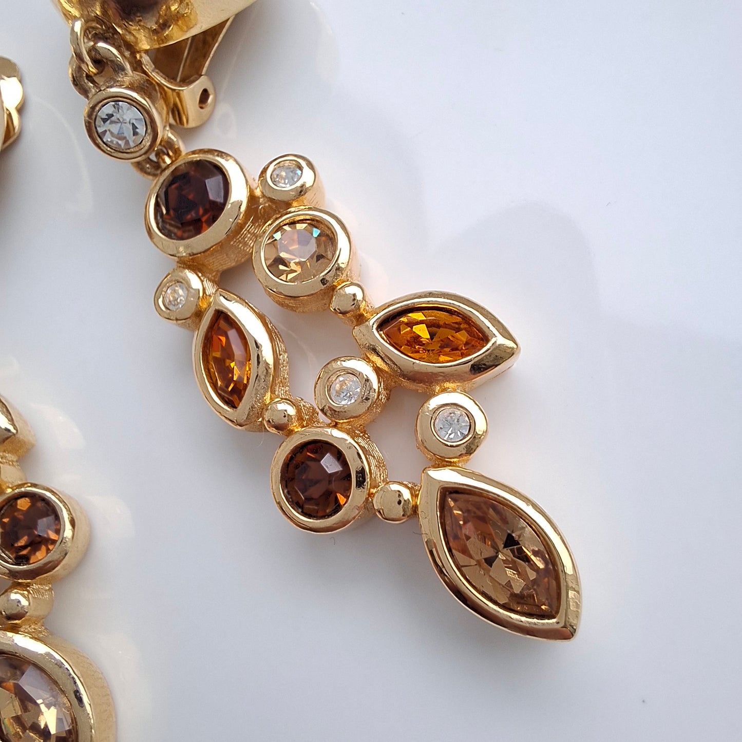 Exceptional Vintage Christian Dior Gold Plated Crystal Drop Earrings