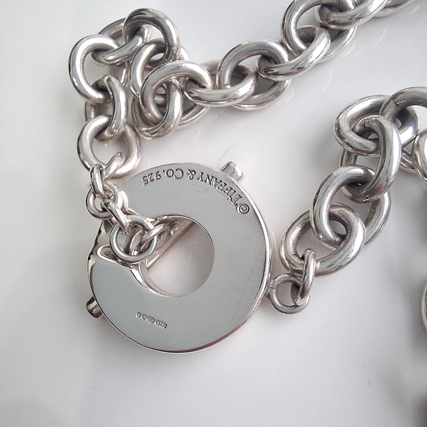 Vintage Tiffany & Co. 1837 Silver Circle Toggle Necklace With Original Box