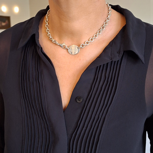 Vintage Silver Oval Tag Necklace by Tiffany & Co.
