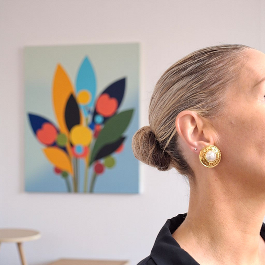 Vintage Chanel Etruscan Gold & Baroque Pearl Earrings