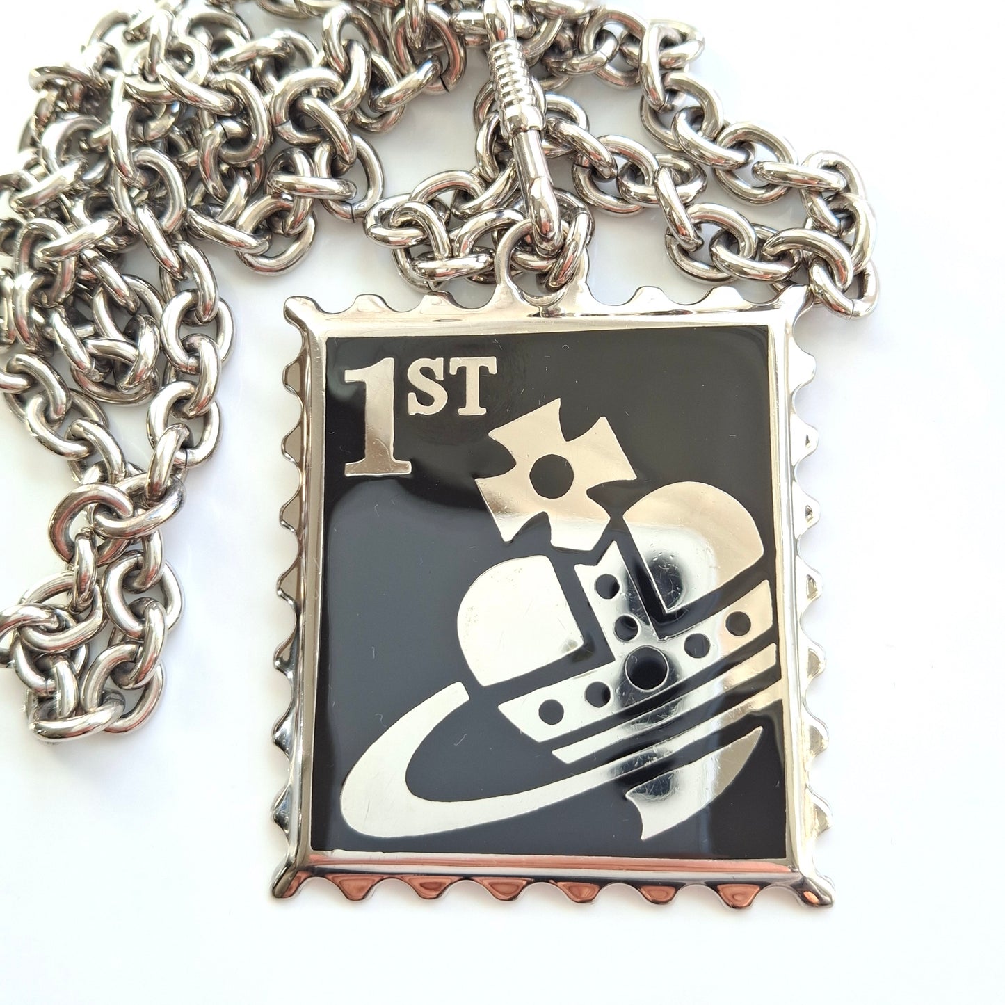 Vintage 1990s Vivienne Westwood XL Postage Stamp Necklace