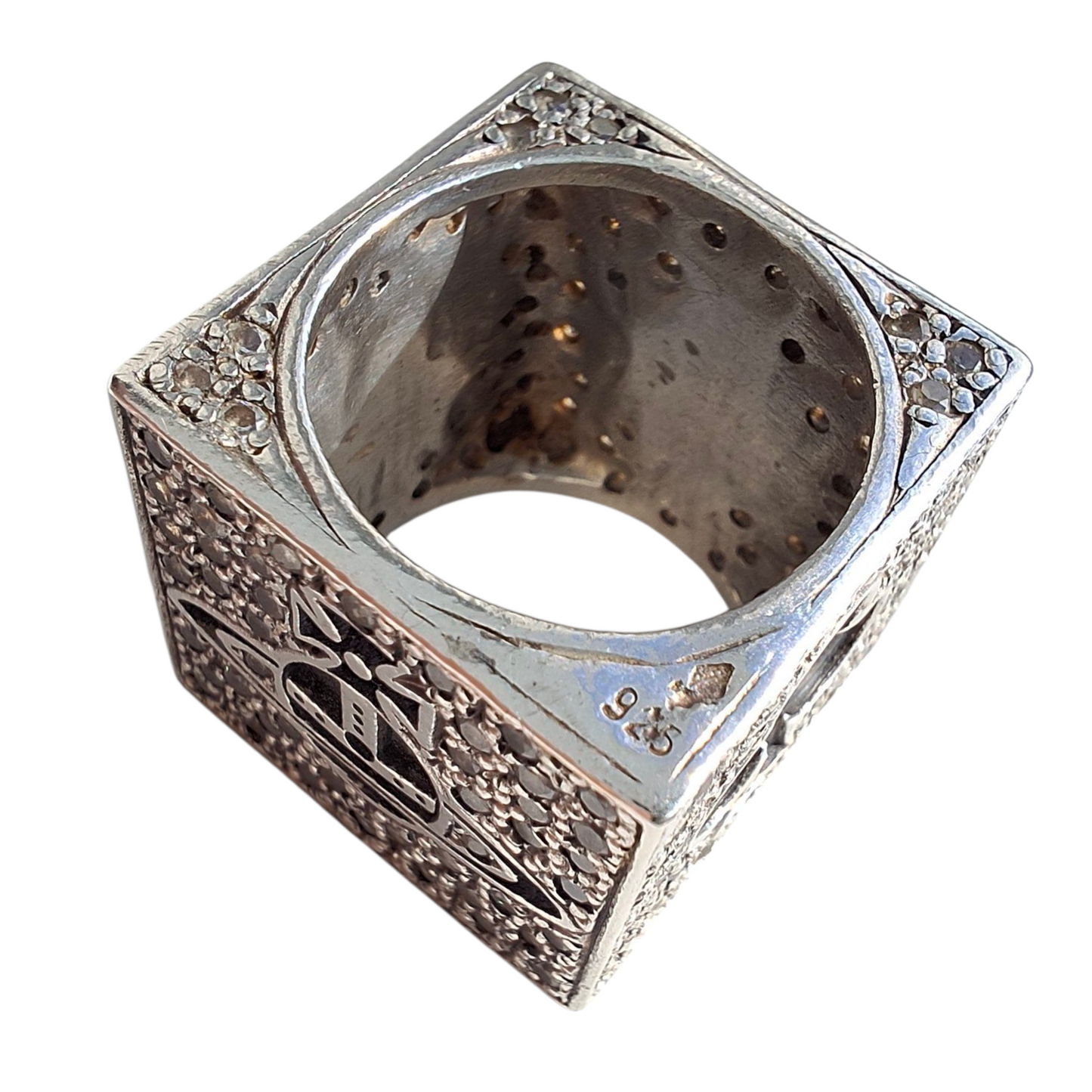 Vintage Vivienne Westwood Silver Cube Poker Ring