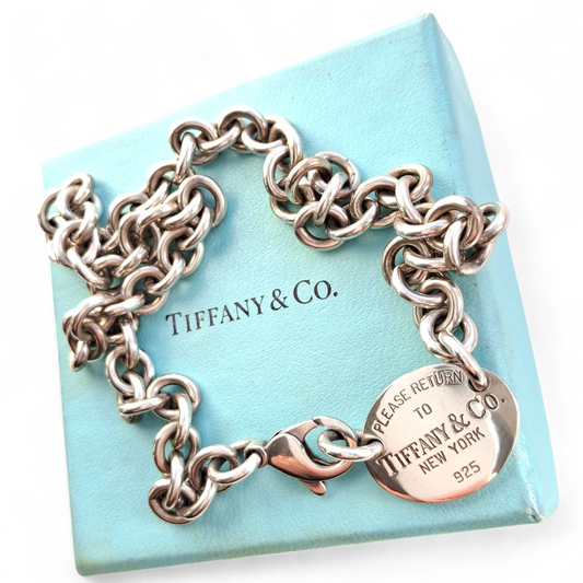Vintage Silver Oval Tag Necklace by Tiffany & Co.