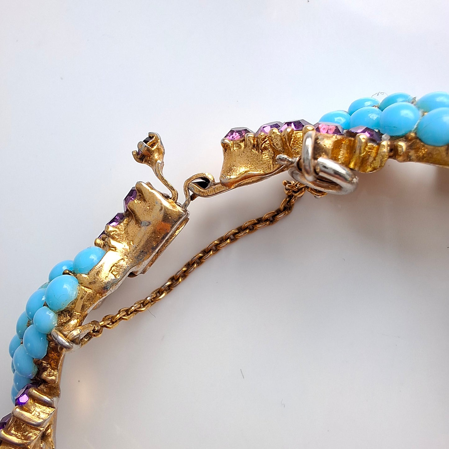 1950s Christian Dior by Mitchel Maer Turquoise & Purple Crystal Bracelet