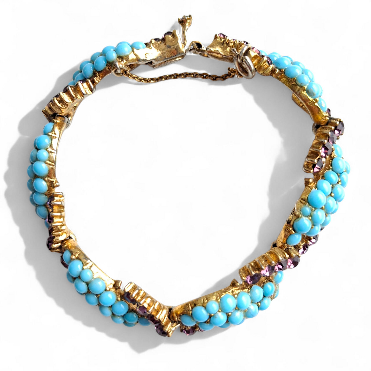 1950s Christian Dior by Mitchel Maer Turquoise & Purple Crystal Bracelet