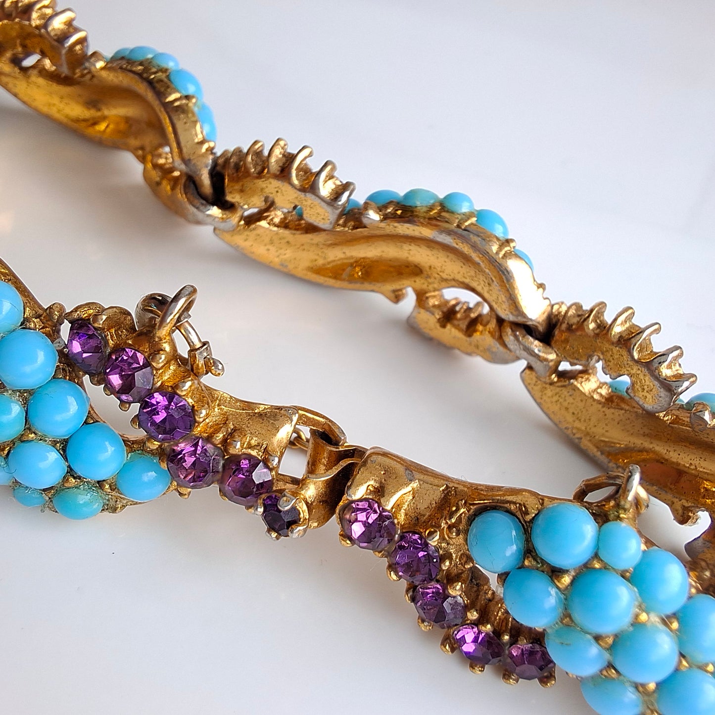 1950s Christian Dior by Mitchel Maer Turquoise & Purple Crystal Bracelet