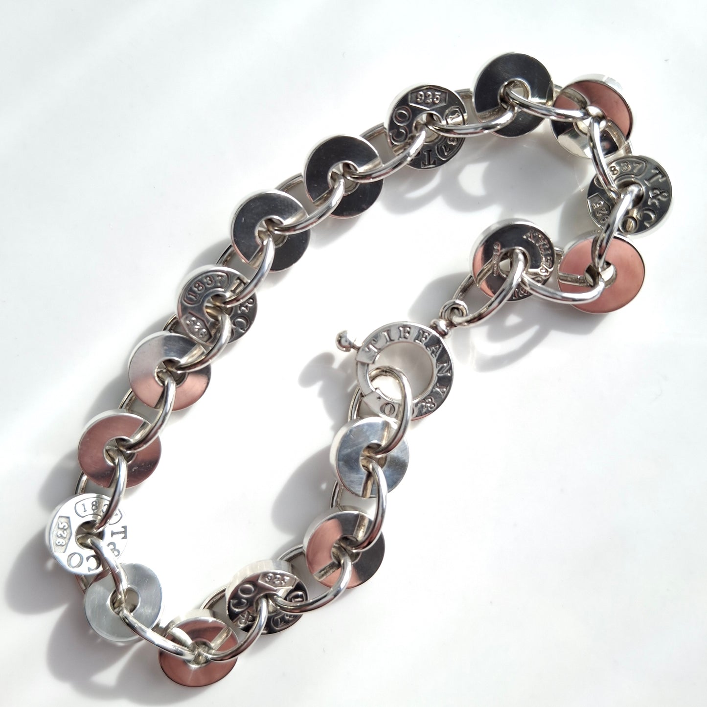 Tiffany & Co. 1837 Hallmarked Sterling Silver Circle Bracelet with Pouch and Box