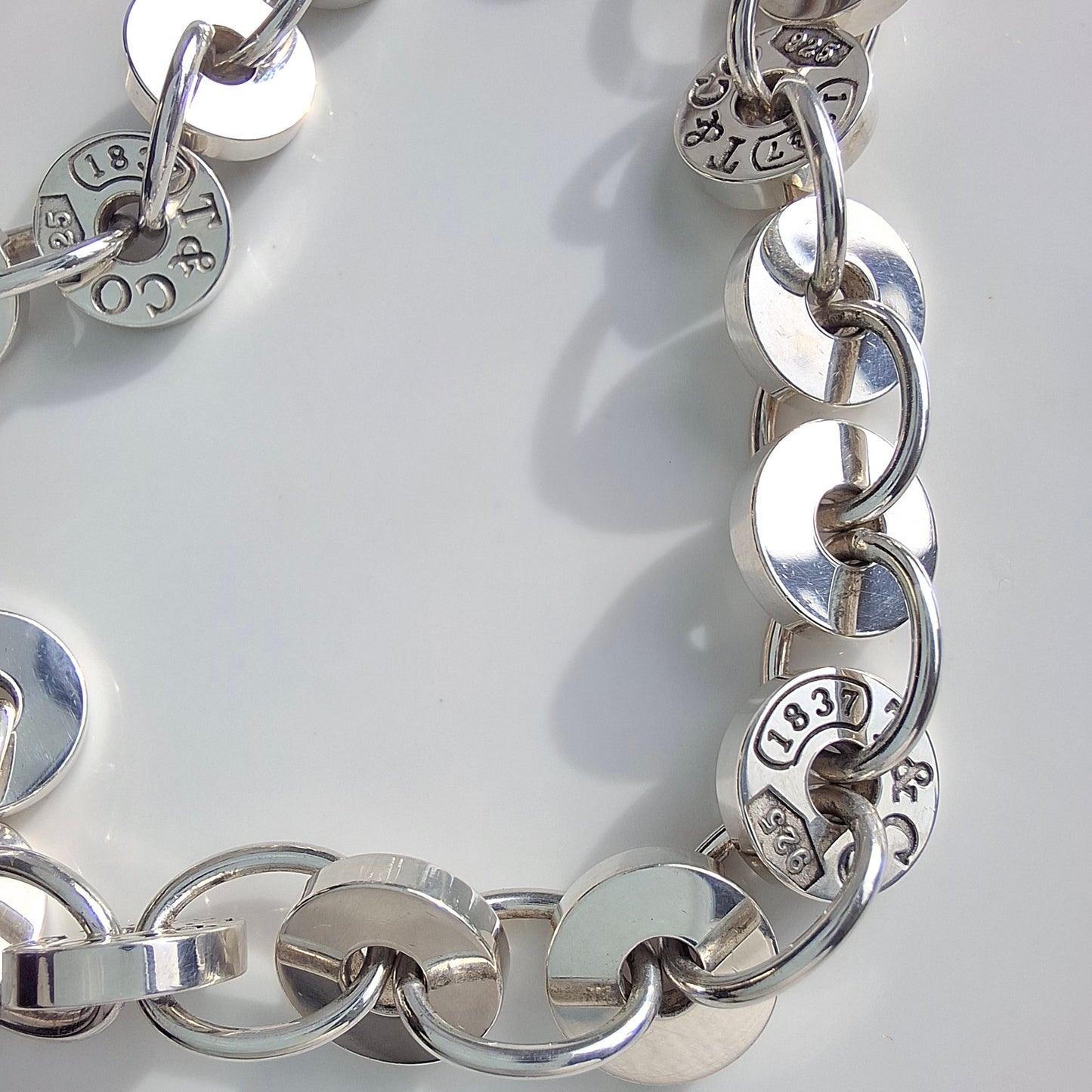 Tiffany & Co. 1837 Hallmarked Sterling Silver Circle Bracelet with Pouch and Box