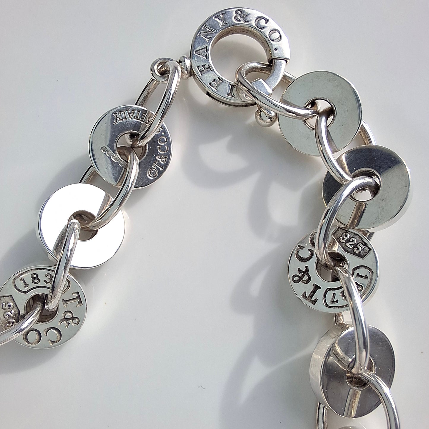 Tiffany & Co. 1837 Hallmarked Sterling Silver Circle Bracelet with Pouch and Box