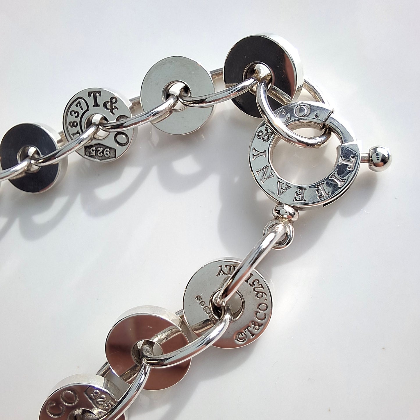 Tiffany & Co. 1837 Hallmarked Sterling Silver Circle Bracelet with Pouch and Box