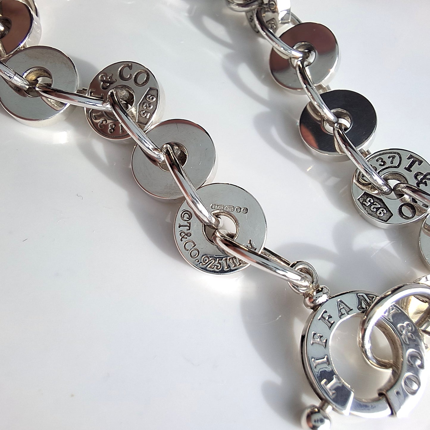 Tiffany & Co. 1837 Hallmarked Sterling Silver Circle Bracelet with Pouch and Box