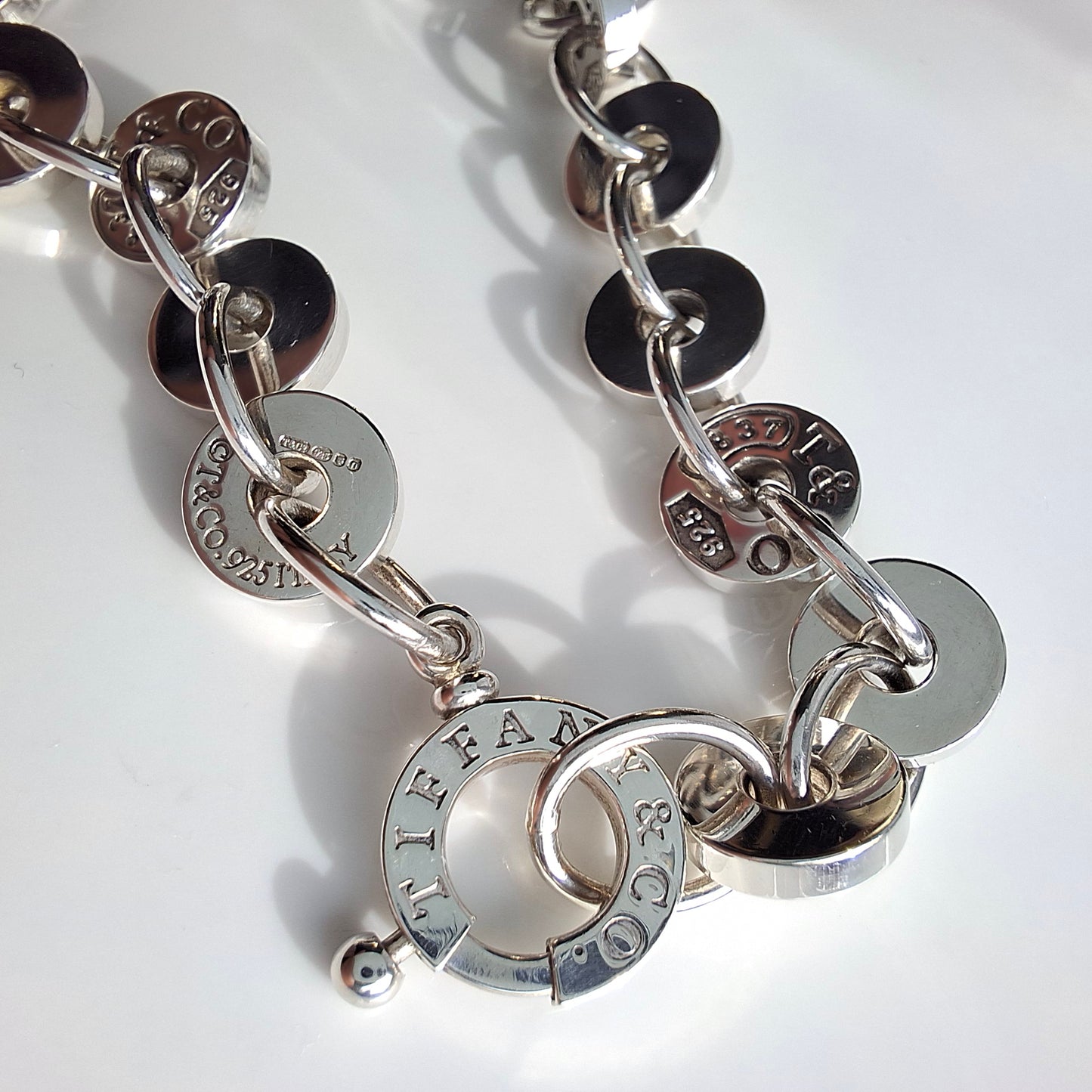 Tiffany & Co. 1837 Hallmarked Sterling Silver Circle Bracelet with Pouch and Box