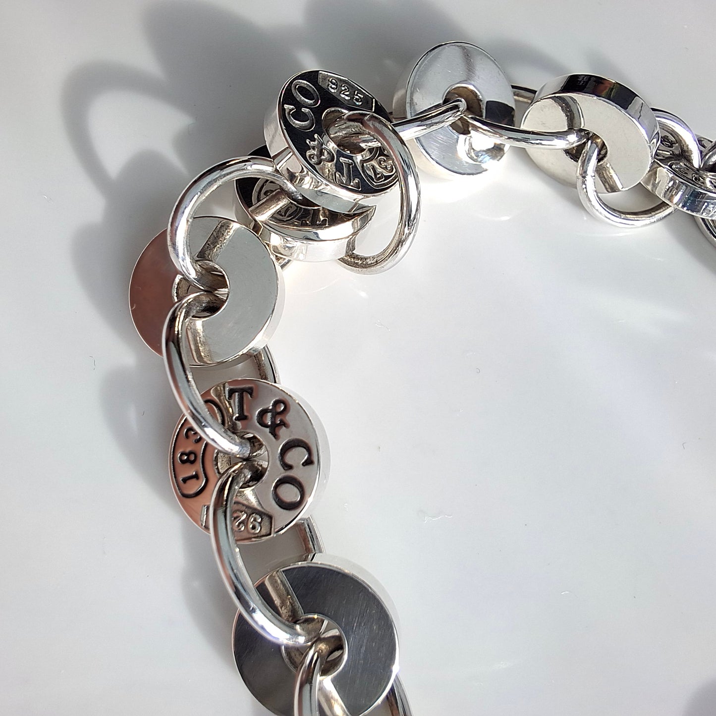 Tiffany & Co. 1837 Hallmarked Sterling Silver Circle Bracelet with Pouch and Box