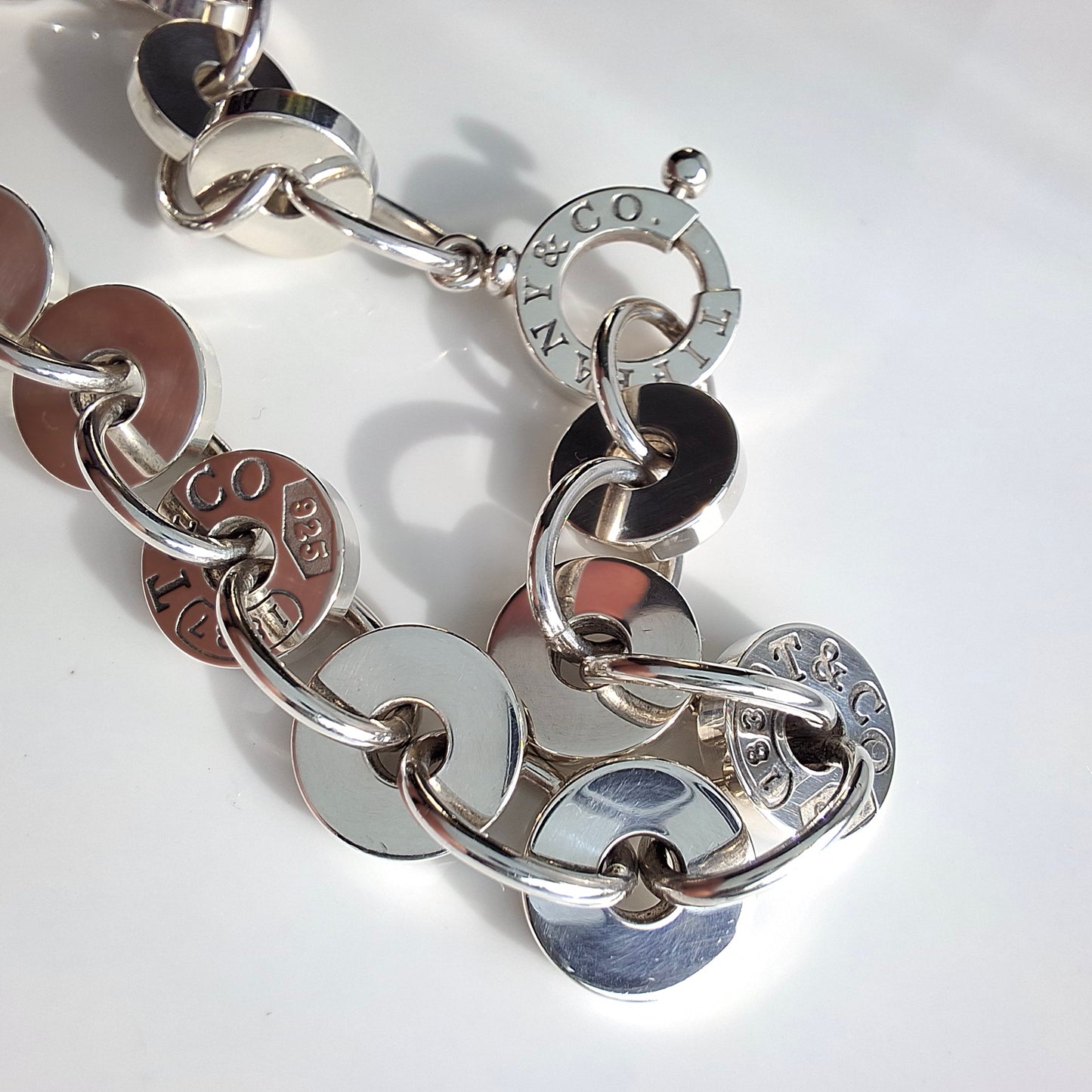 Tiffany & Co. 1837 Hallmarked Sterling Silver Circle Bracelet with Pouch and Box