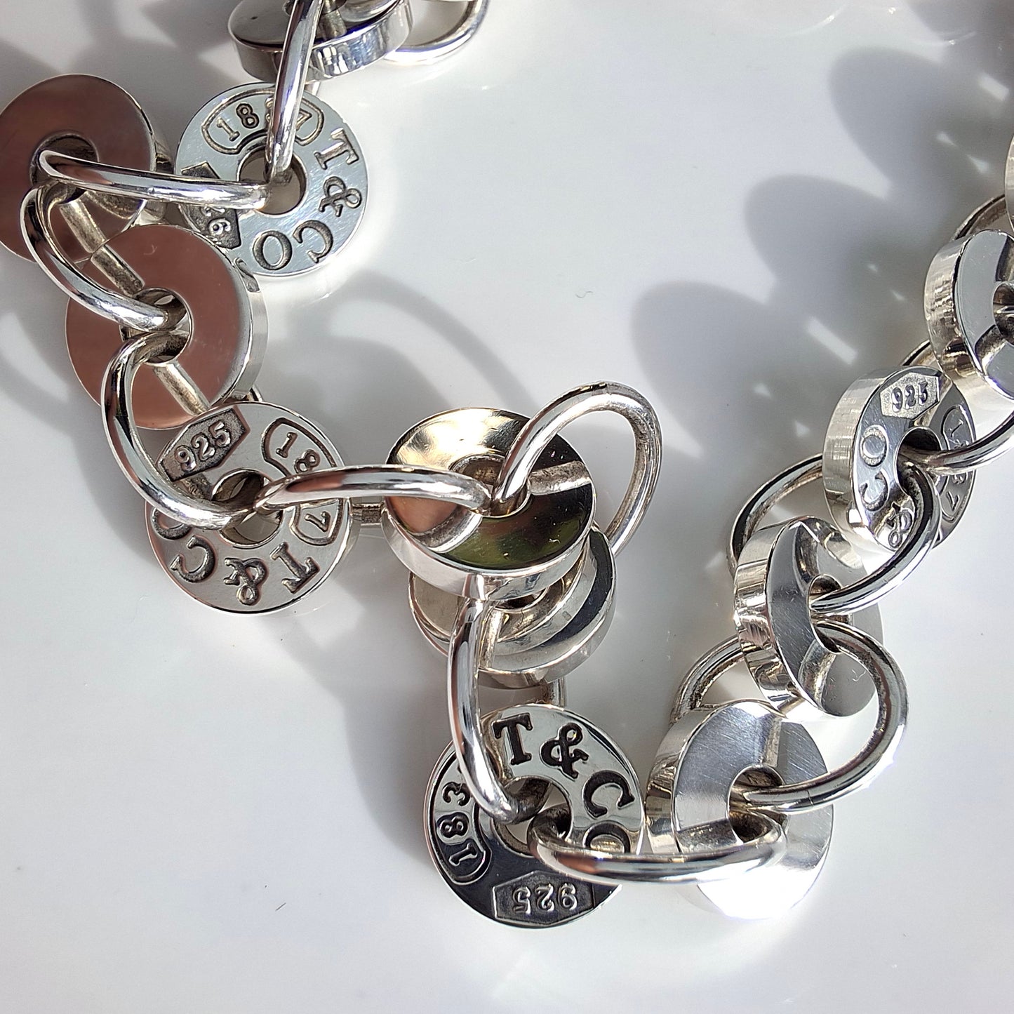 Tiffany & Co. 1837 Hallmarked Sterling Silver Circle Bracelet with Pouch and Box