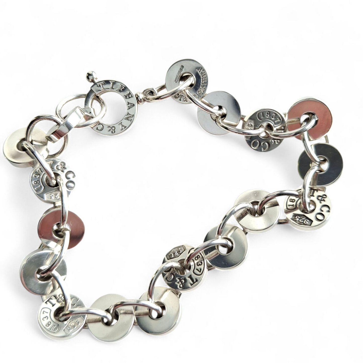 Tiffany & Co. 1837 Hallmarked Sterling Silver Circle Bracelet with Pouch and Box