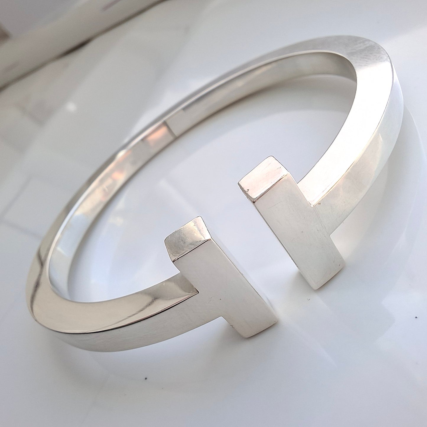 Tiffany & Co. Sterling Silver T Bracelet with Presentation Case