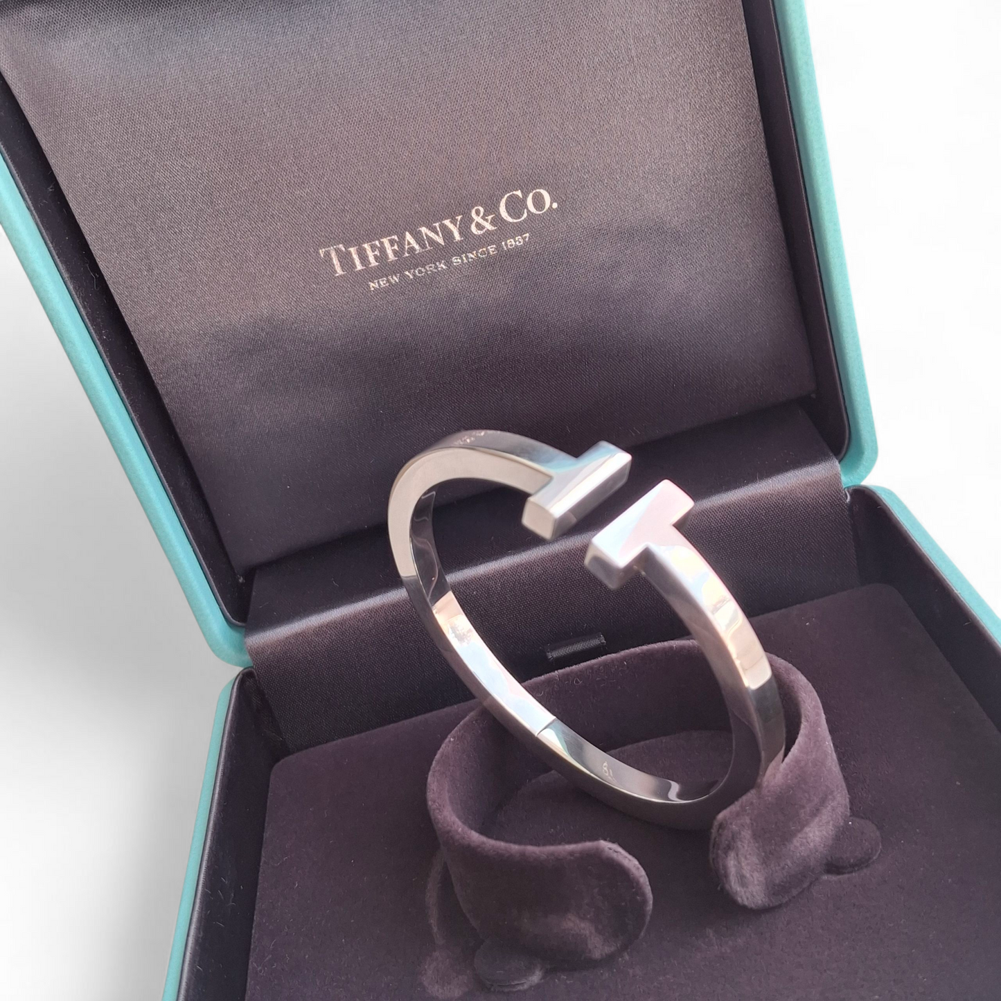 Tiffany & Co. Sterling Silver T Bracelet with Presentation Case