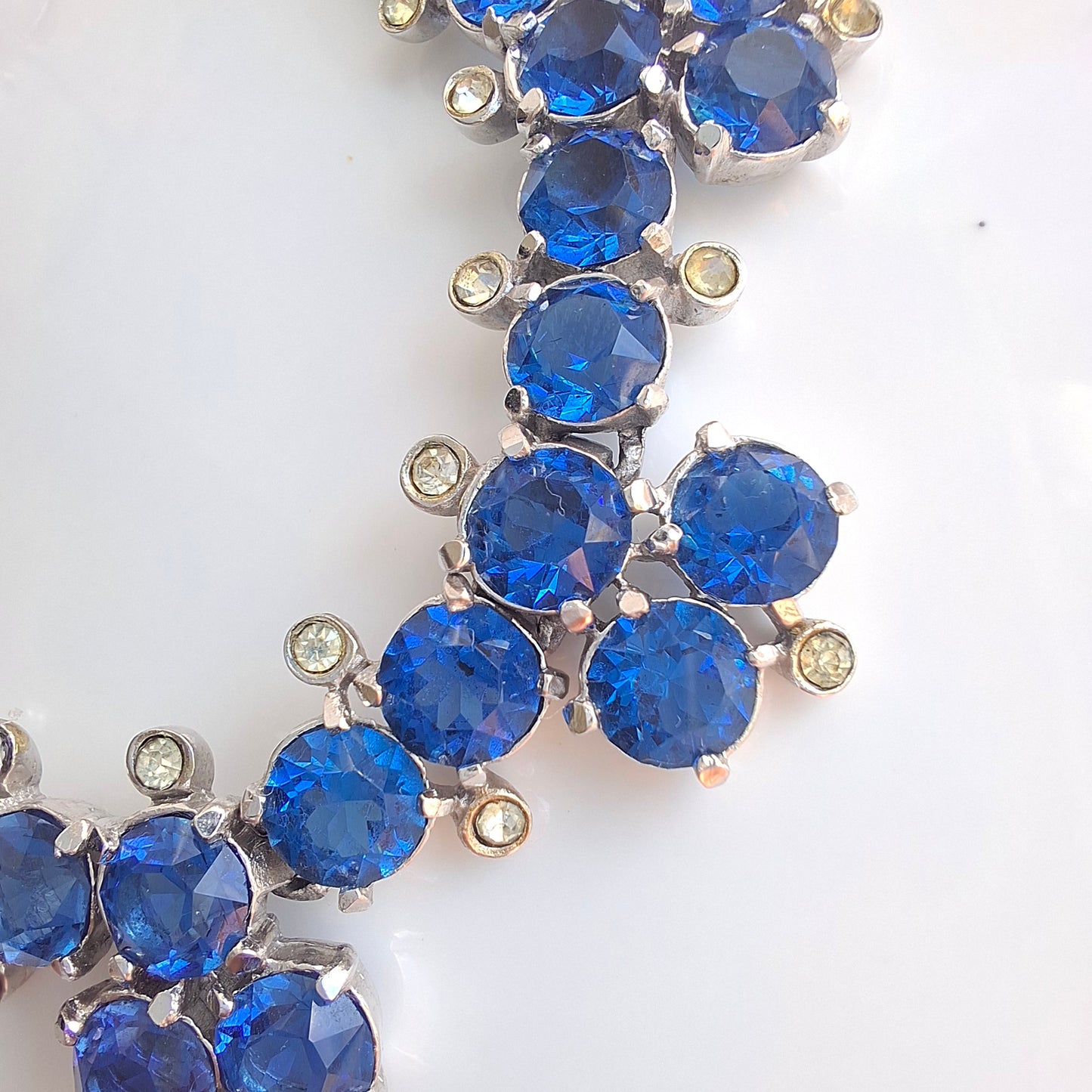 Vintage 1950s Christian Dior by Mitchel Maer Silver & Blue Crystal Necklace