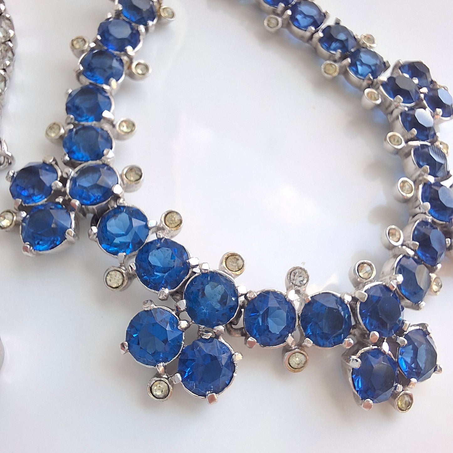 Vintage 1950s Christian Dior by Mitchel Maer Silver & Blue Crystal Necklace