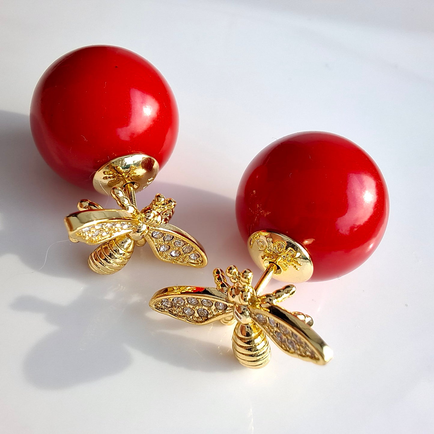 Dior Tribales Red & Gold Honey Bee Earrings