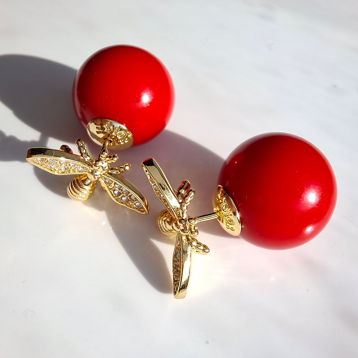 Dior Tribales Red & Gold Honey Bee Earrings