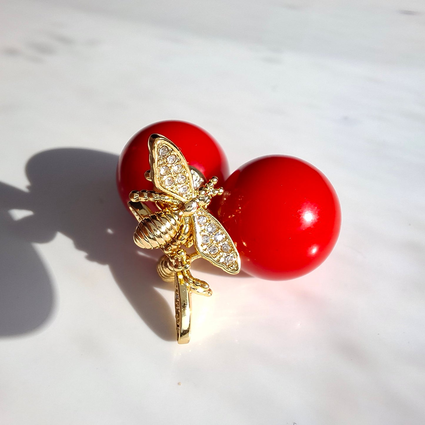 Dior Tribales Red & Gold Honey Bee Earrings